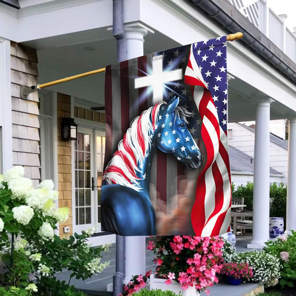 USA 250 Years Of Freedom Horse Flag Christian Cross Home Decor Gift Ideas - Merchluma