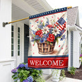 Welcome 4th Of July Floral Flag 250 Years Of America Garden Decor Patriotic Gifts - Merchluma