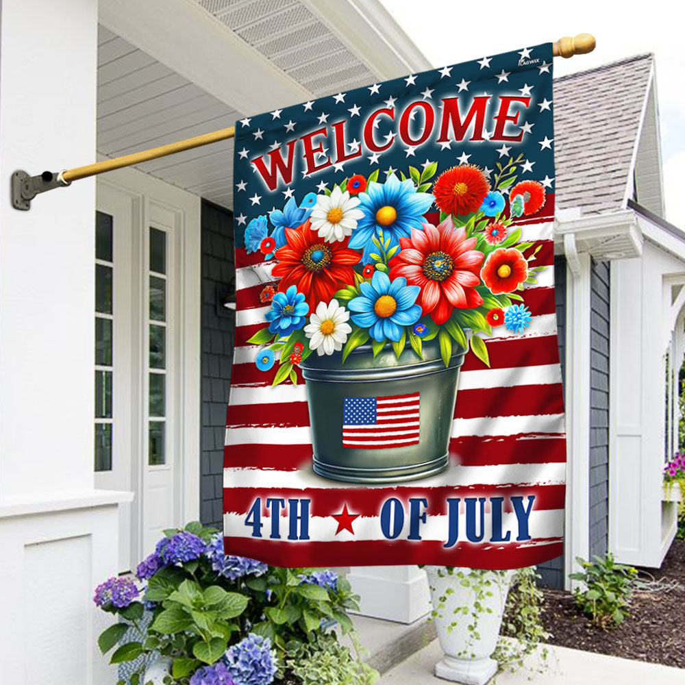Welcome 4th Of July Floral Flag 250 Years Of America Home Decor Patriotic Gifts - Merchluma
