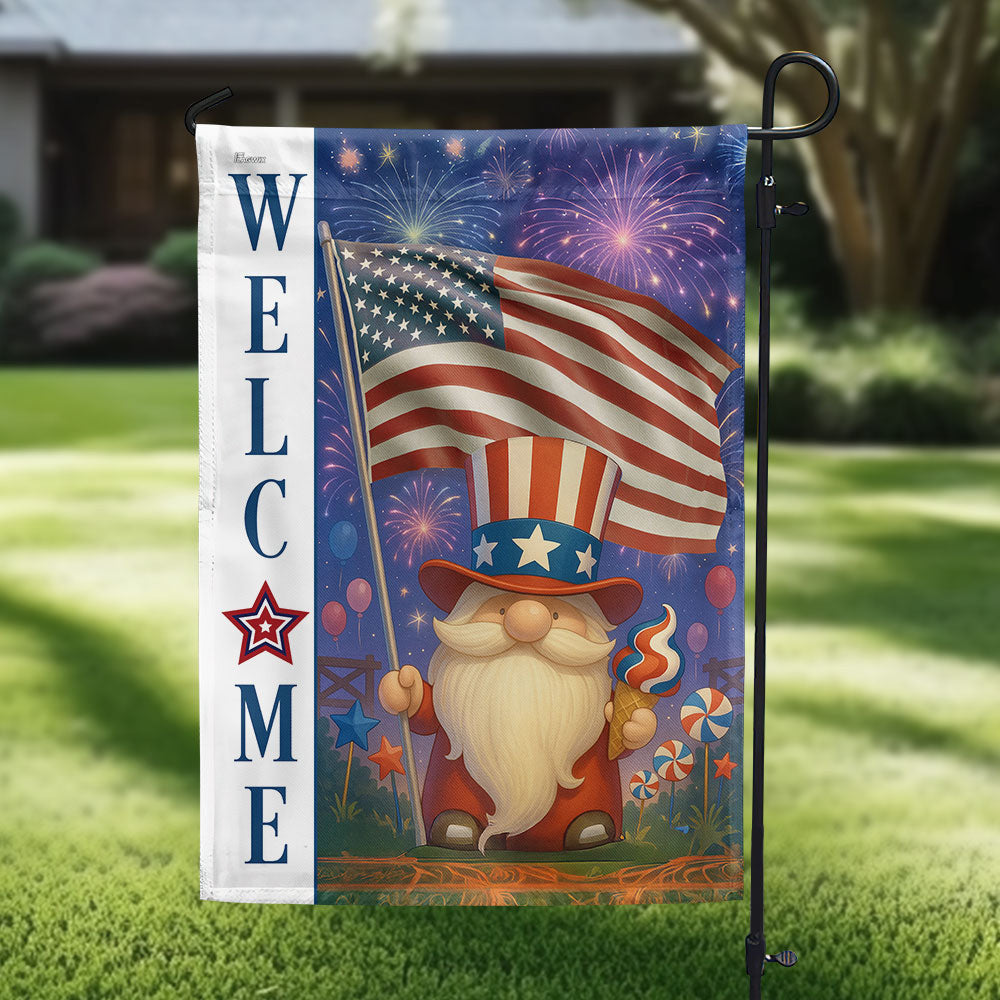 Welcome 4th Of July Gnome Flag 250 Years Of America Home Decor Patriotic Gifts - Merchluma