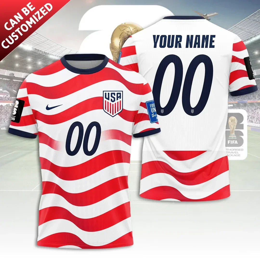 Personalized USA National Football T-Shirt USMNT Merch USA Soccer FIFA World Cup Shirt Fan Gift - Merchluma