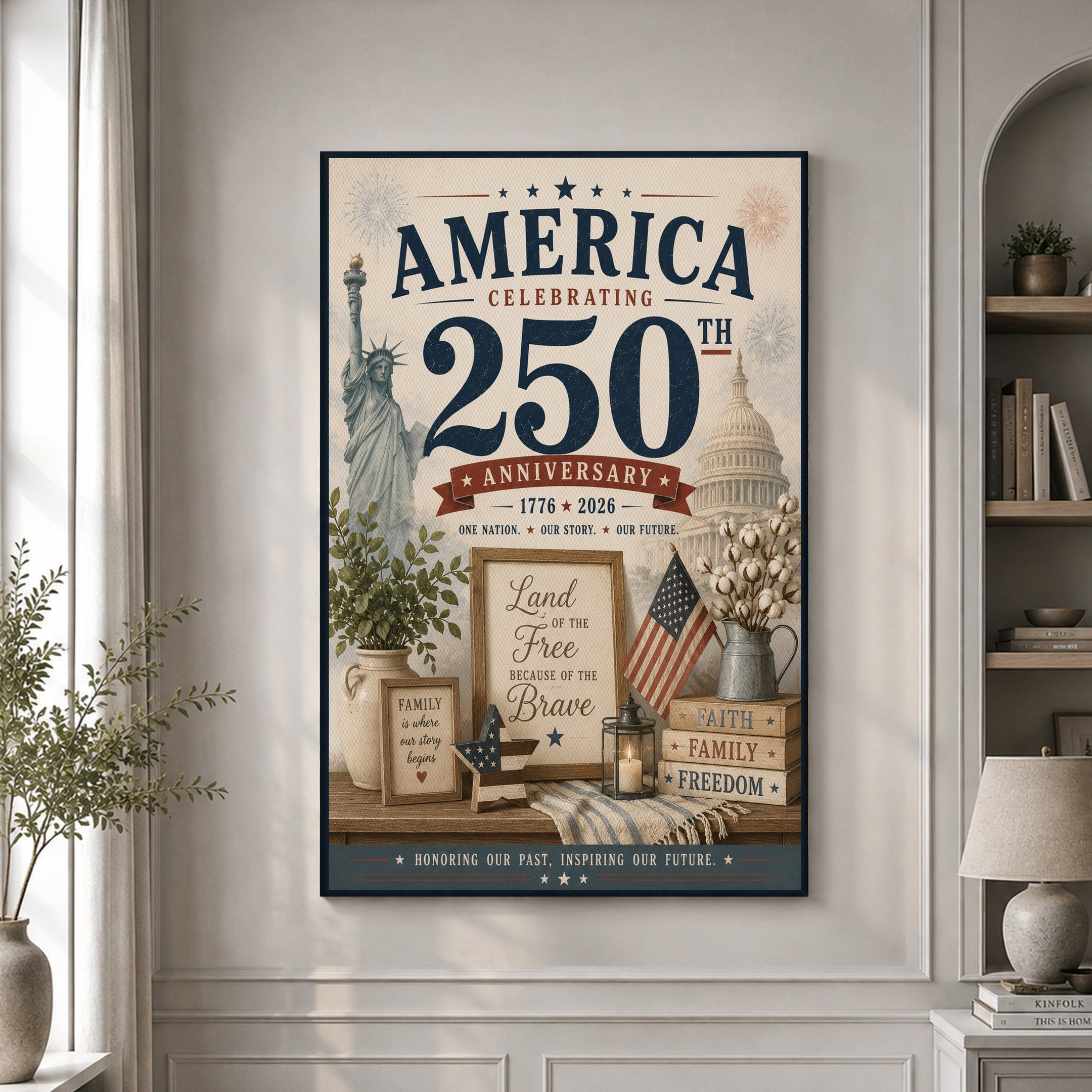 USA America 250th Poster July 4 1776 2026 July 4 Home Decor Patriotic Gifts For Men - Merchluma