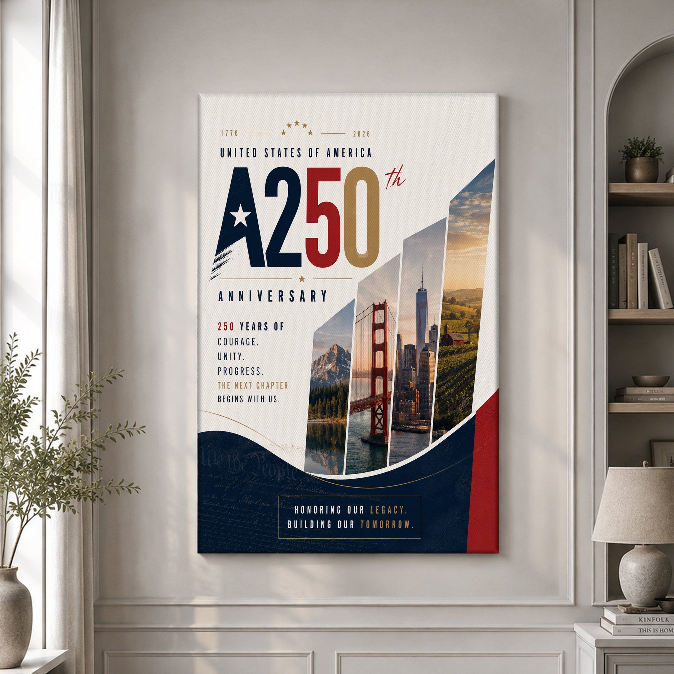 America 250th Poster USA 250 Years Of Defending Liberty Wall Decor Patriotic Gift - Merchluma