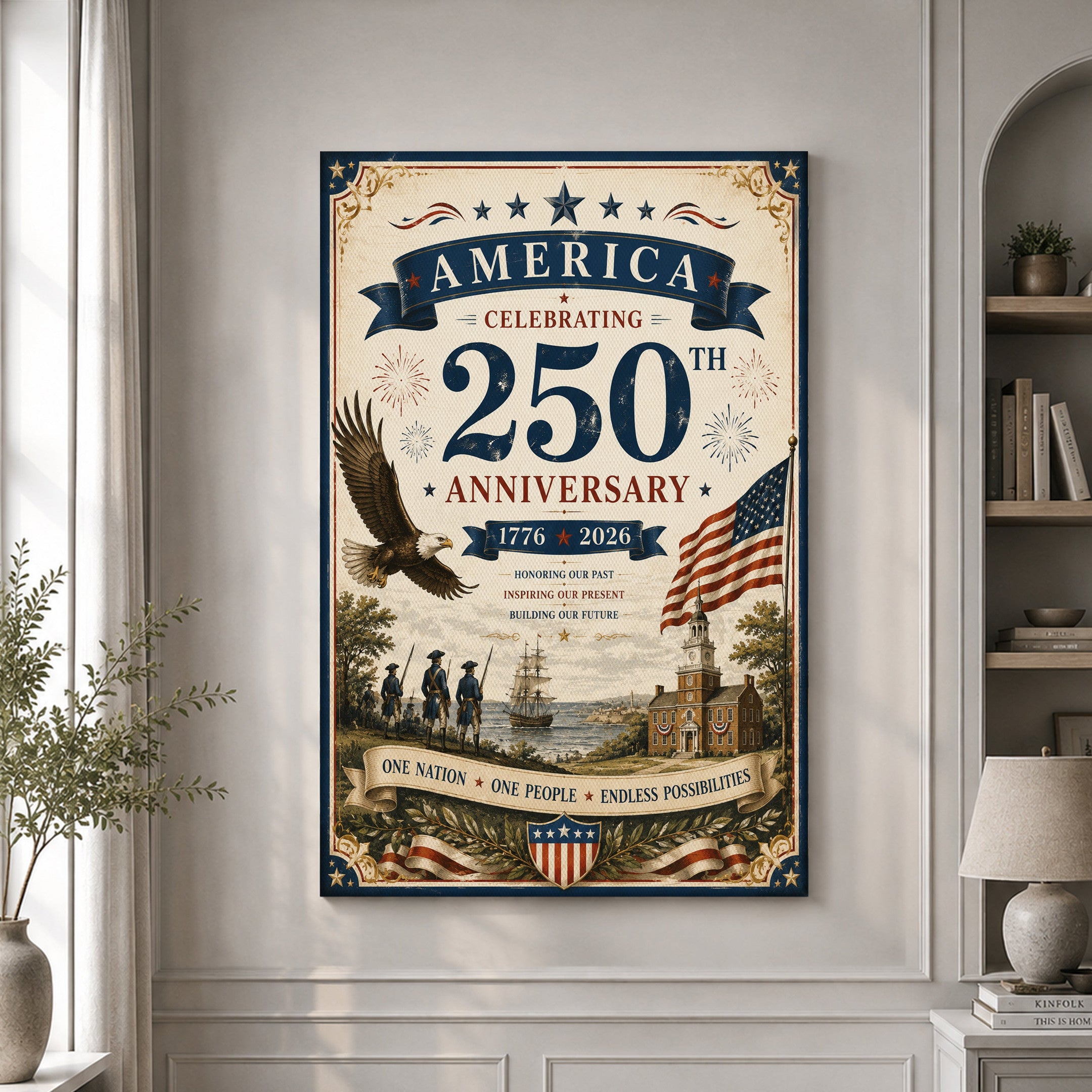USA America 250th Poster America's 250 Birthday Home Decor Patriotic Gifts For Veterans - Merchluma