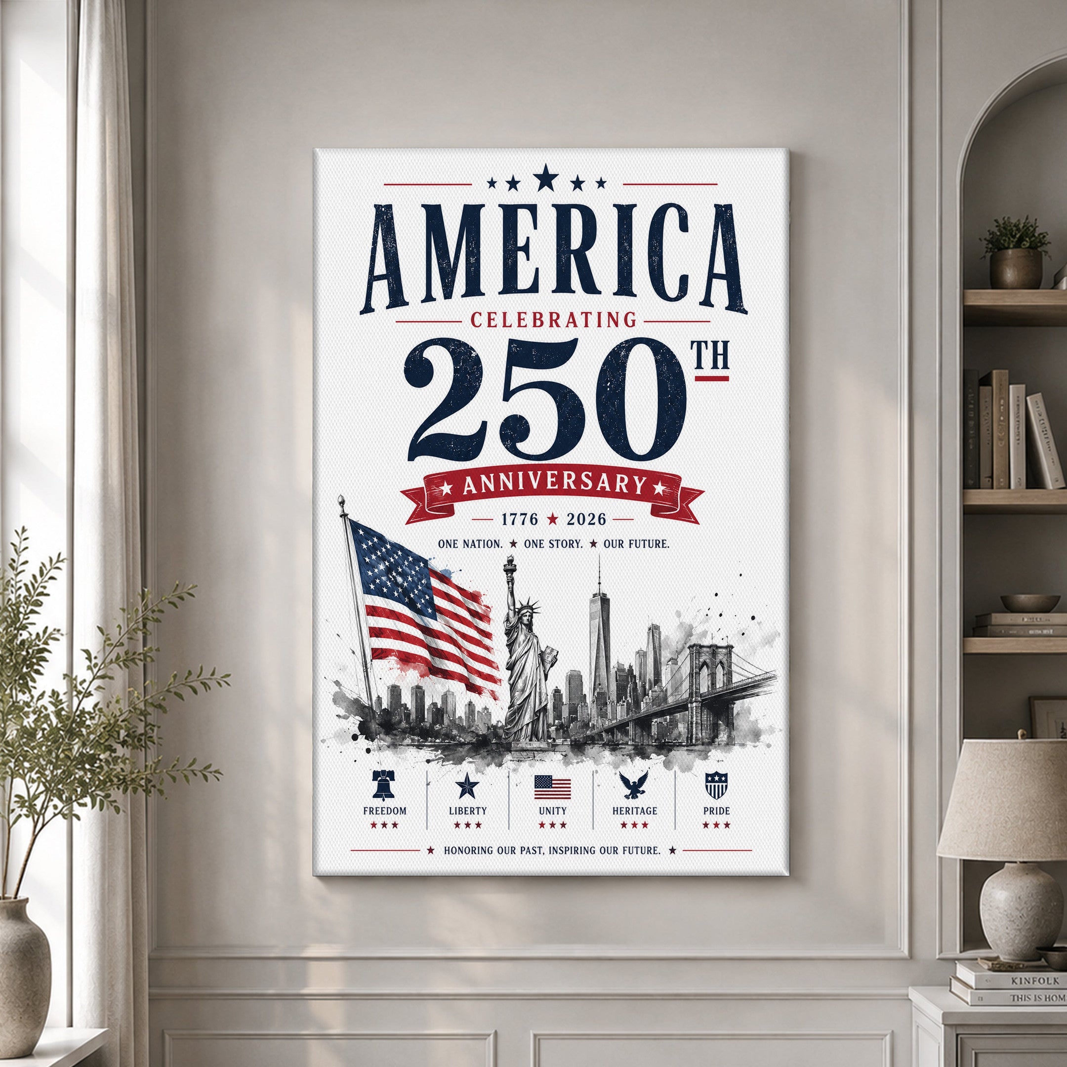 USA America 250th Poster American 250 Years Birthday Patriotic Home Decor - Merchluma