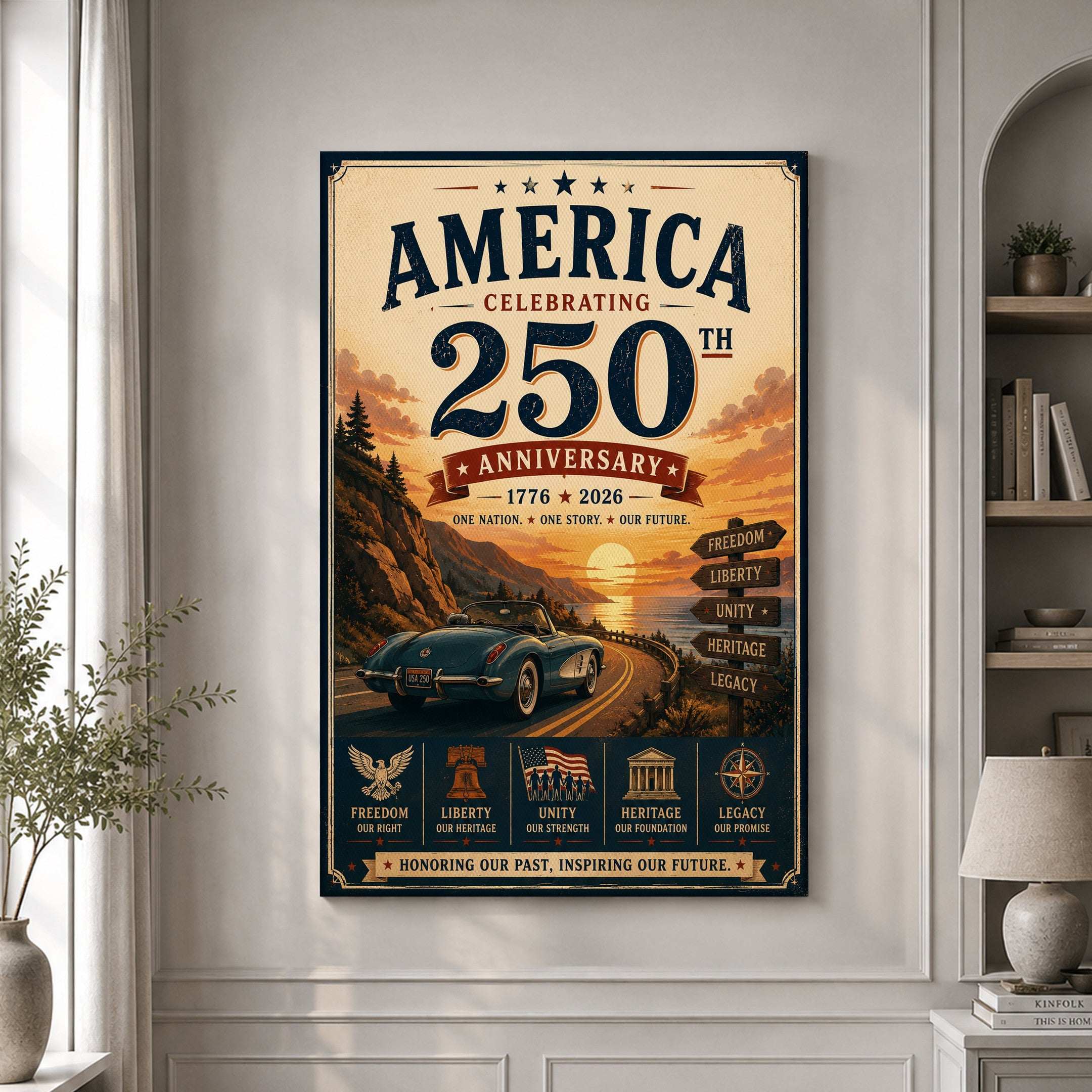 USA America 250th Poster American 250 Years Birthday Home Decor Unique Patriotic Gift - Merchluma