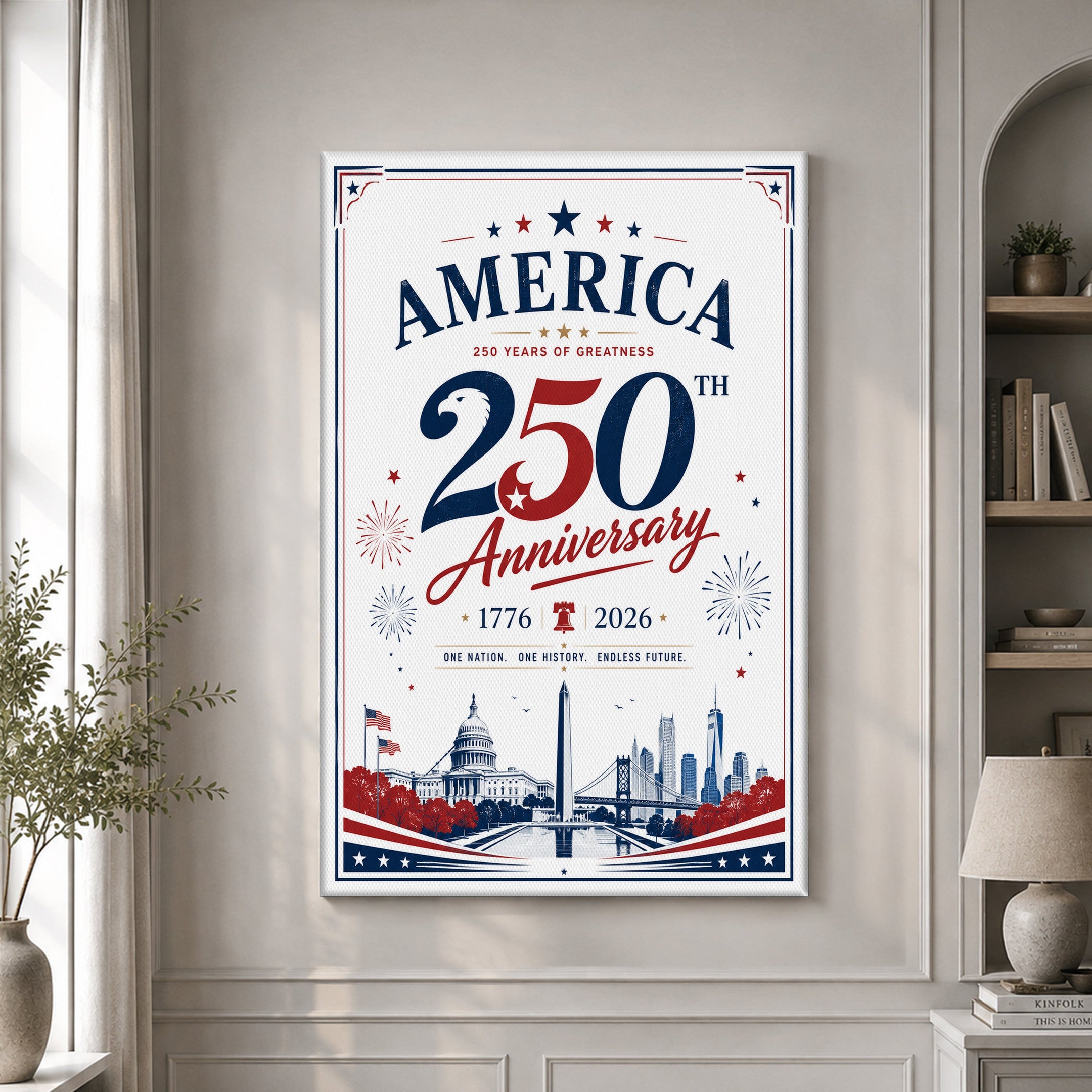 USA America 250th Poster American 250 Years Birthday Wall Decor Patriotic Gift For Veterans - Merchluma