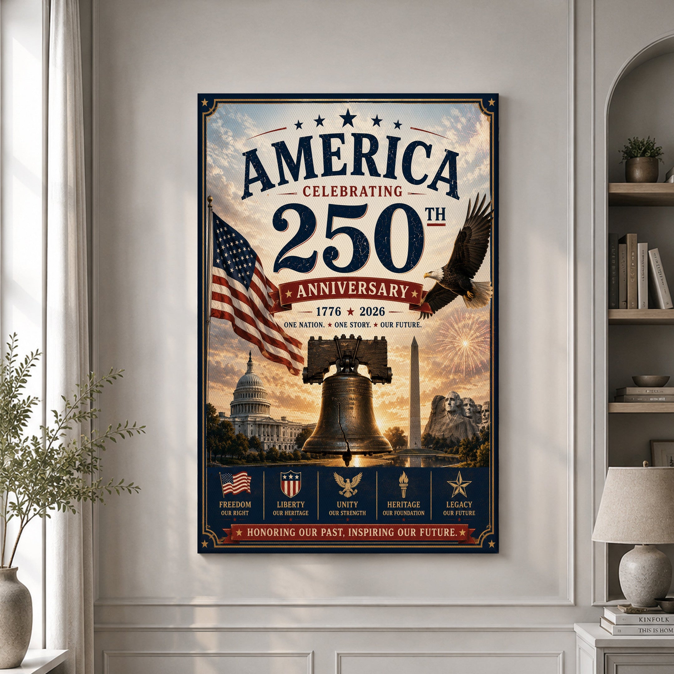 USA America 250th Poster Celebrate America's 250th Anniversary Home Decor Patriotic Gifts - Merchluma