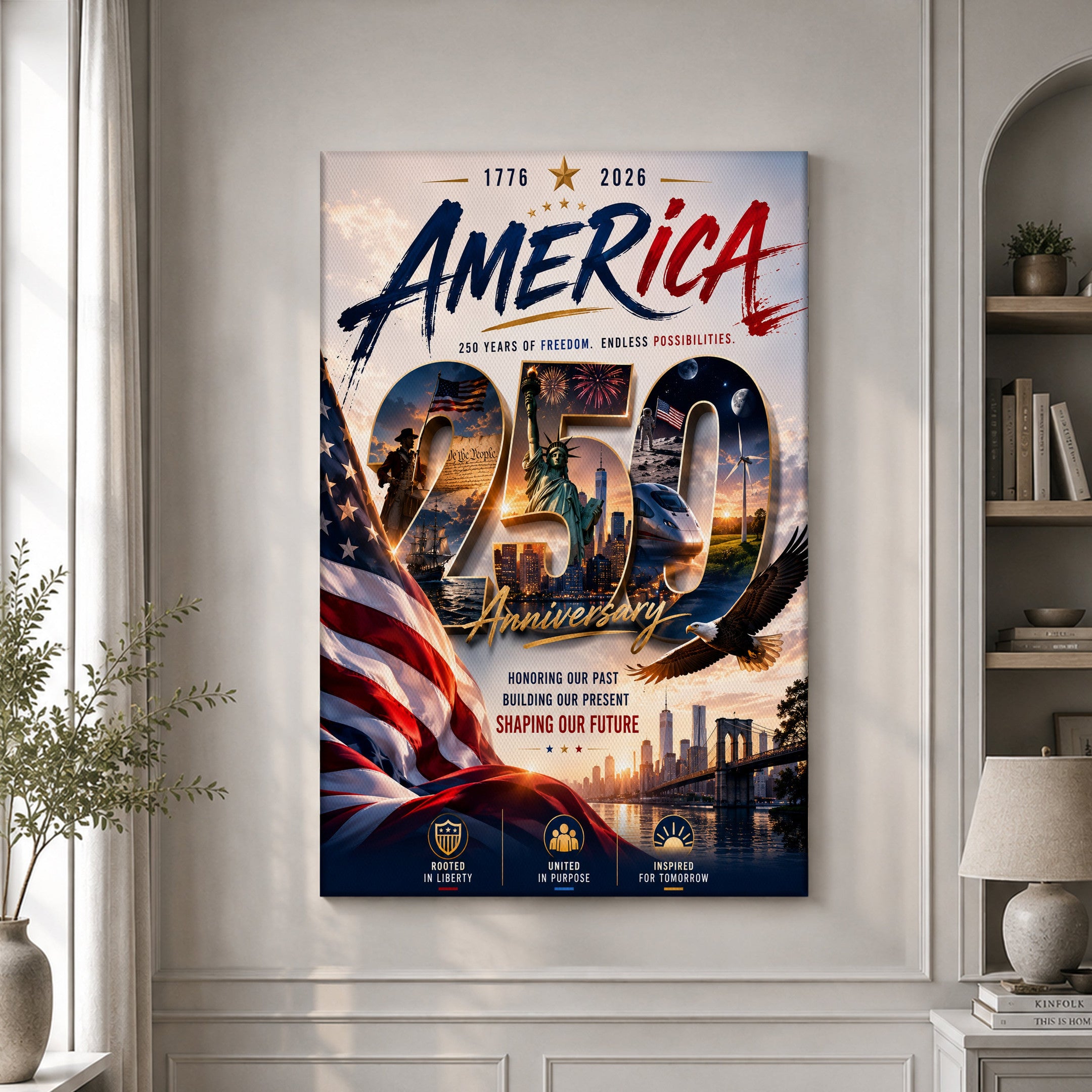 USA America 250th Poster Endless Possibilities 1776 2026 Home Decor Unique Patriotic Gifts - Merchluma