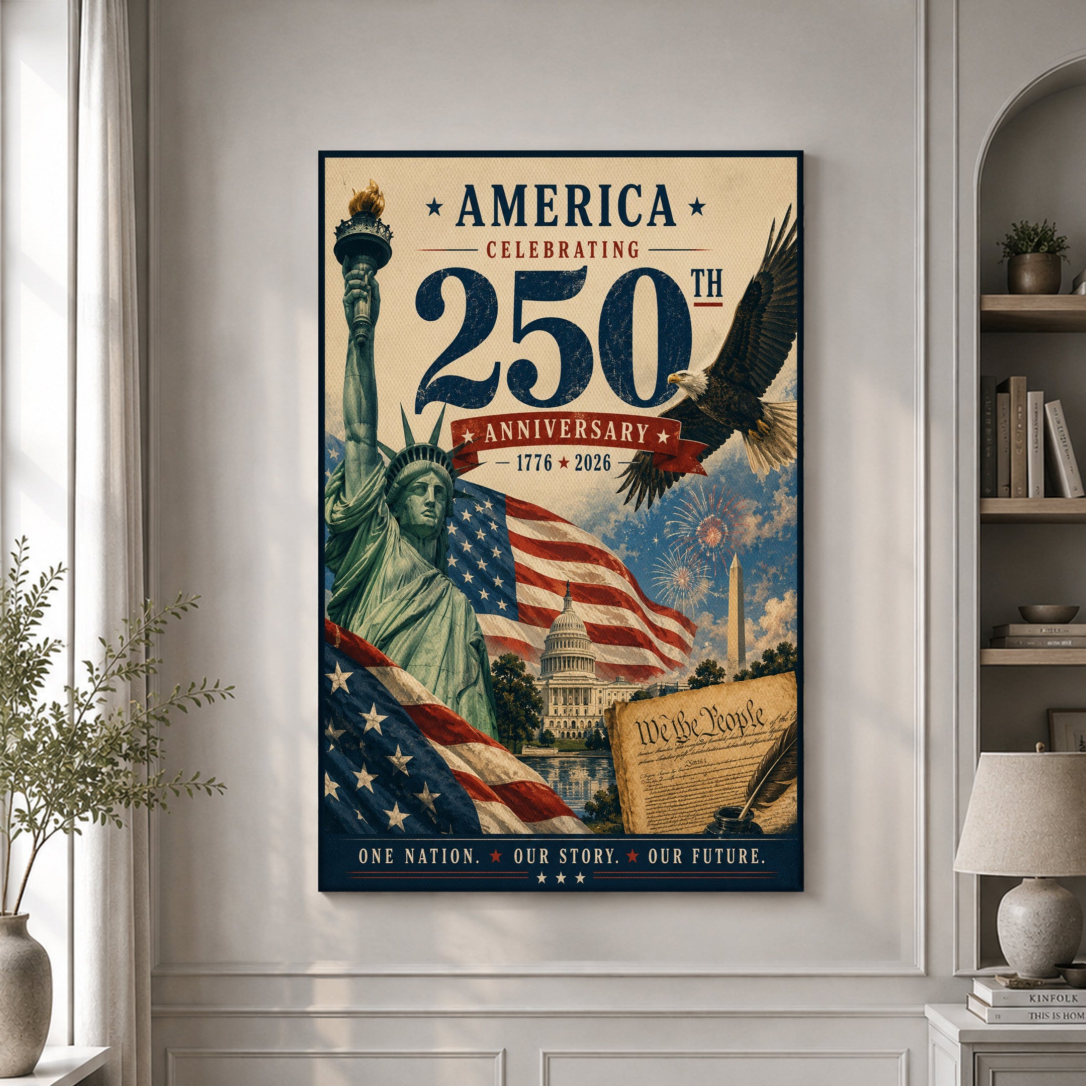 USA America 250th Poster Proud Military Patriotic Wall Decor Patriotic Gifts Ideas - Merchluma