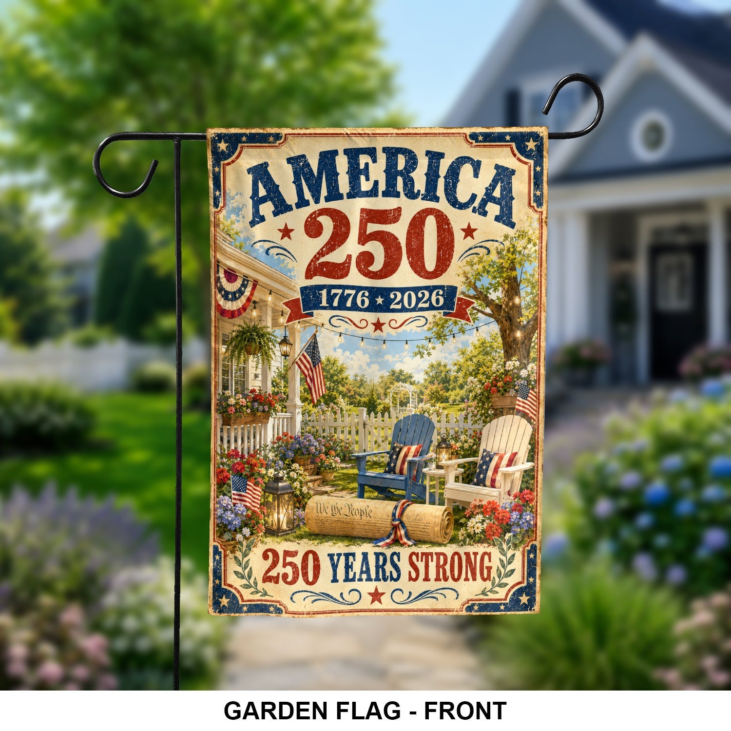 America 250th Flag 250 Years Strong 4Th Of July Patriotic Garden Decor - Merchluma