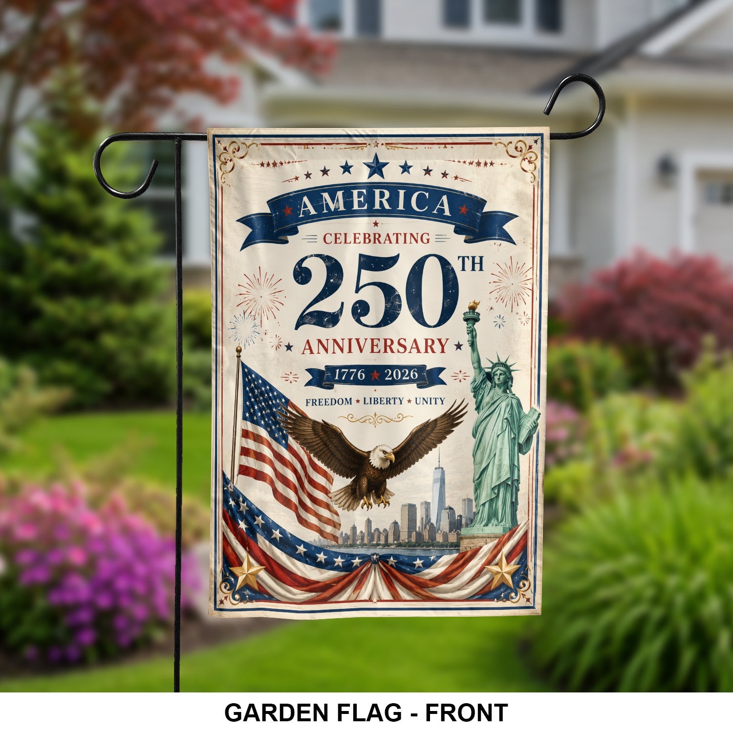 USA 250 Years Strong Flag America's 250 Birthday Outdoor Decor - Merchluma