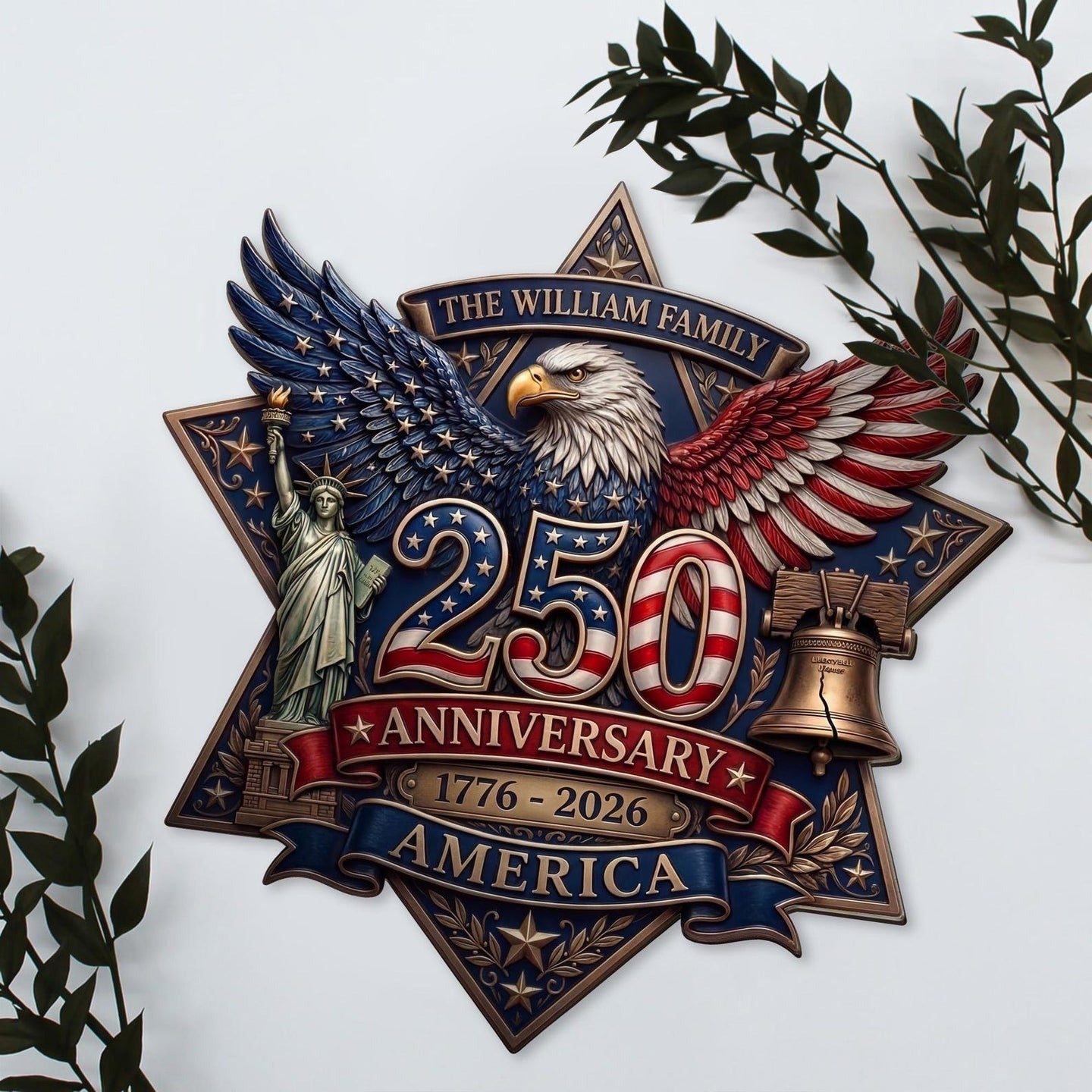 Custom Patriotic Eagle 250th Anniversary America Wood Sign American Patriot Merch Dad Gifts - Merchluma