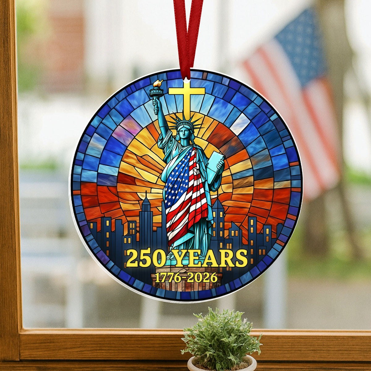 250th Anniversary Patriotic Suncatcher Liberty 1776 2026 Independence Day Home Decor - Merchluma