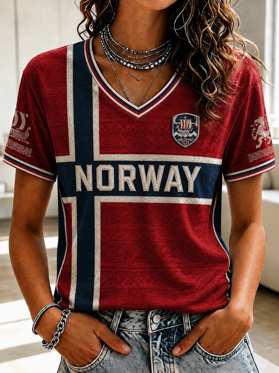 Norway FIFA World Cup 2026 V-Neck Shirt Women's Game Day Apparel Gift For Norway Team Fans - Merchluma