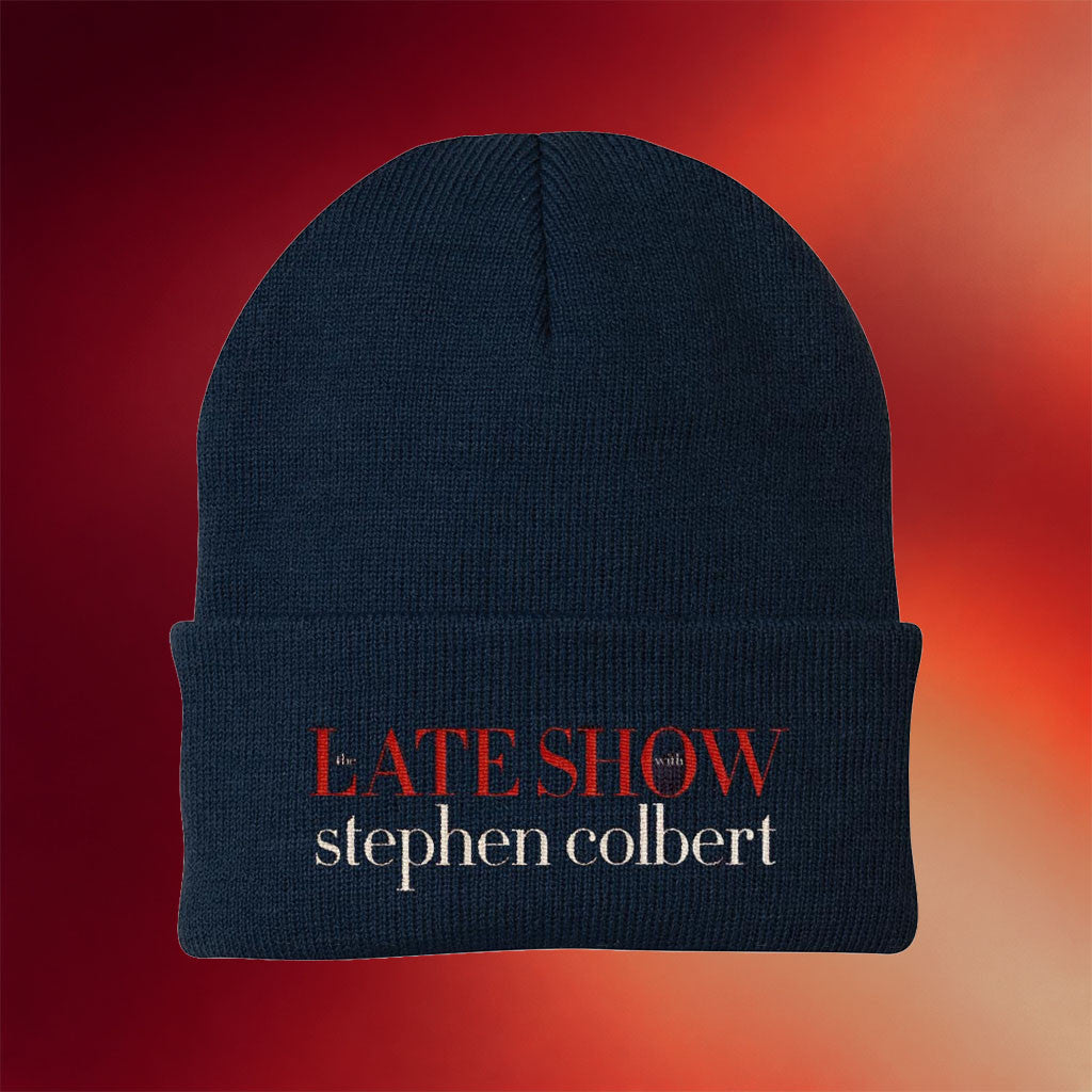 Late Show Merch 2026 The Late Show with Stephen Colbert Logo Embroidered Beanie Fan Gifts - Merchluma