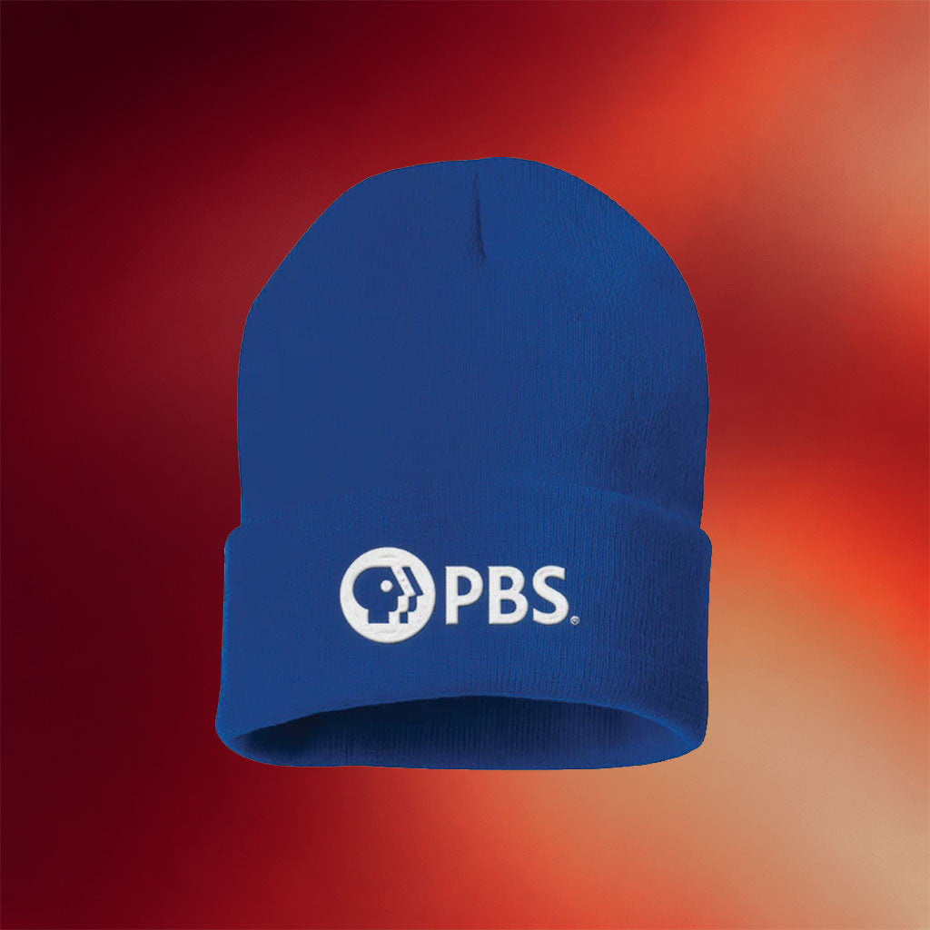 PBS Merch 2026 PBS White Logo Beanie Public Broadcasting Service Nerd Geek Gifts - Merchluma
