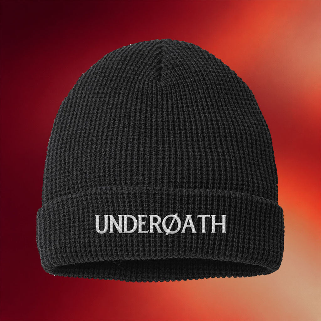 Underoath Merch 2026 Underoath Logo Beanie Embroidered Rock Fan Gifts For Him - Merchluma