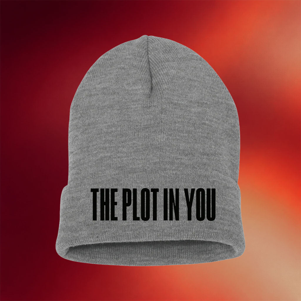 The Plot In You Merch 2026 Grey Logo Beanie Music Related Gifts For Guys - Merchluma