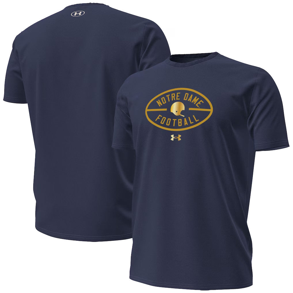Notre Dame Merch Notre Dame Fighting Irish 2026 Shamrock Series Metallic Football Icon T-Shirt - Merchluma