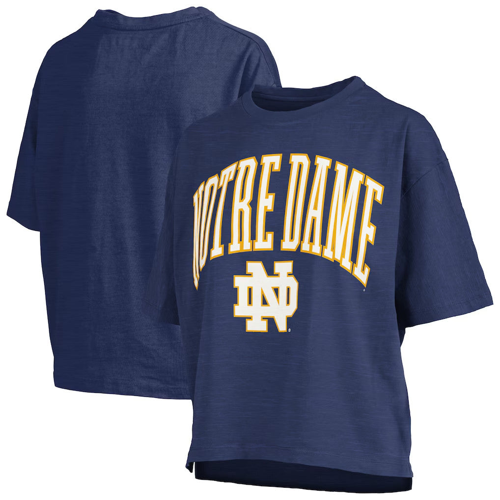 Notre Dame Merch 2026 Notre Dame Fighting Irish Arch Logo T-Shirt Navy Sports Fan Gear Women's - Merchluma