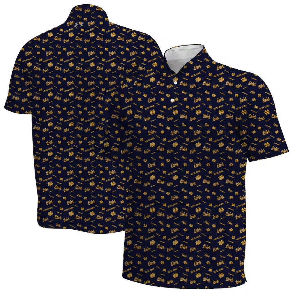 Notre Dame Merch 2026 Under Armour Notre Dame Fighting Irish Gameday Polo Shirt Navy Fan Gear - Merchluma