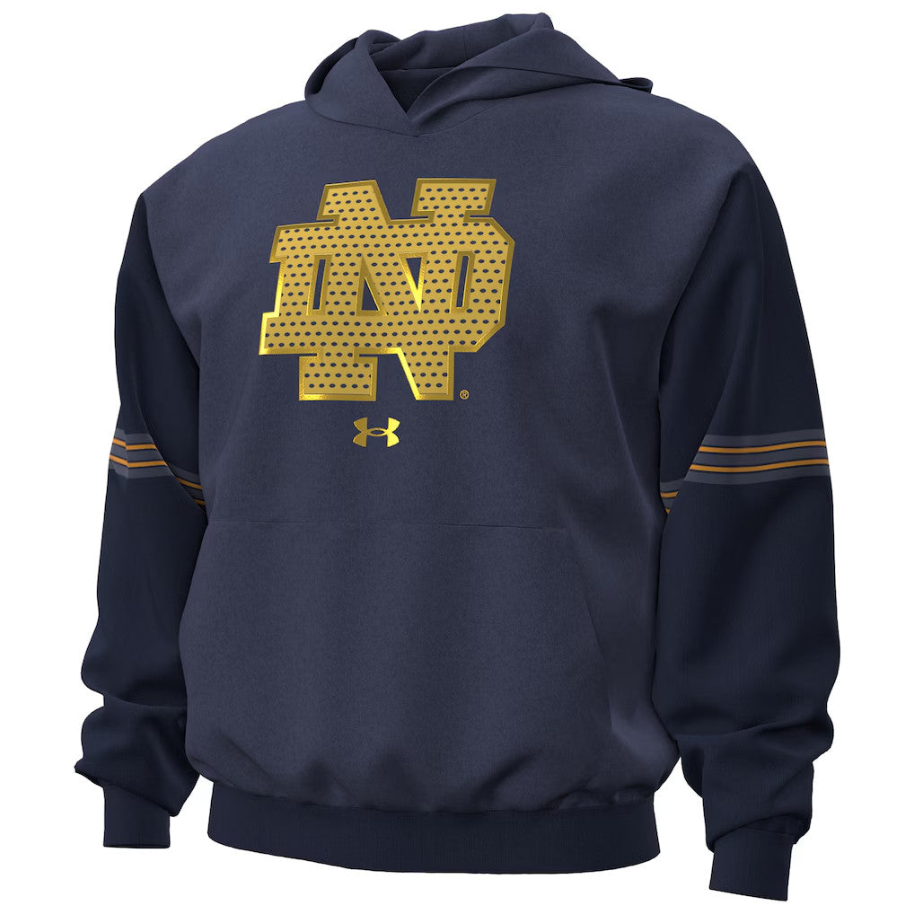 Notre Dame Merch Notre Dame Fighting Irish 2026 Shamrock Series Jersey Icon Taped Hoodie Navy - Merchluma