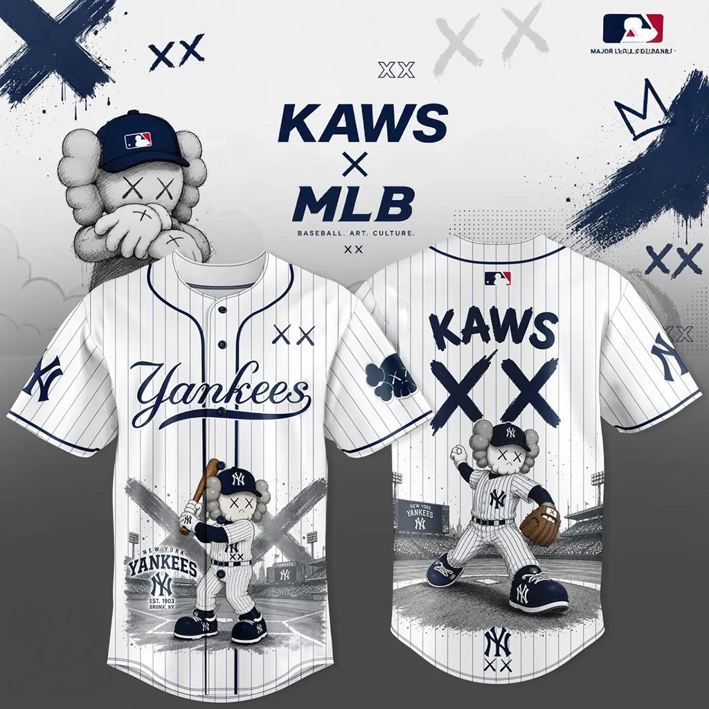 KAWS X New York Yankees 2026 Baseball Jersey NY Yankees Merch Best Gift For Baseball Fans - Merchluma