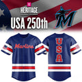 Miami Marlins 250Th USA Celebration Jersey 2026 Miami Marlins Merch Baseball Lover Gifts - Merchluma