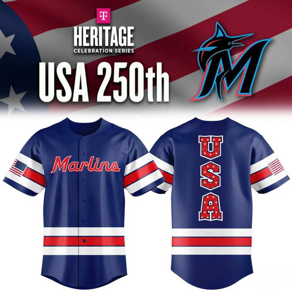 Miami Marlins 250Th USA Celebration Jersey 2026 Miami Marlins Merch Baseball Lover Gifts - Merchluma