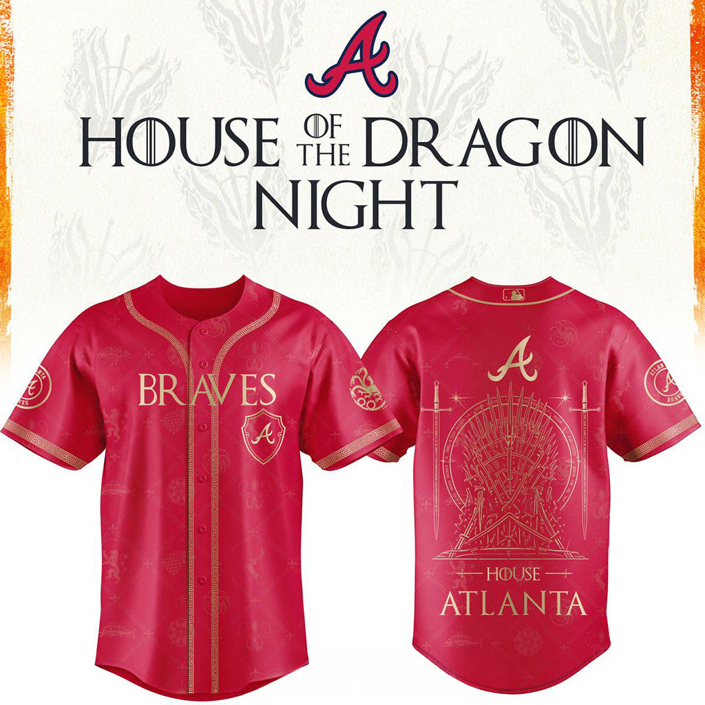 Atlanta Braves X House Of The Dragons 2026 GOT Night Baseball Jersey Atlanta Braves Merch Gifts - Merchluma