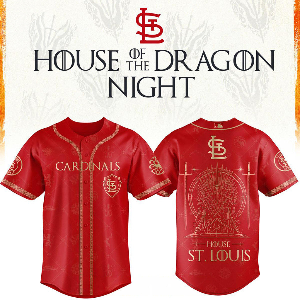 St Louis Cardinals X House Of The Dragons 2026 GOT Night Baseball Jersey Cardinals Merch Red - Merchluma