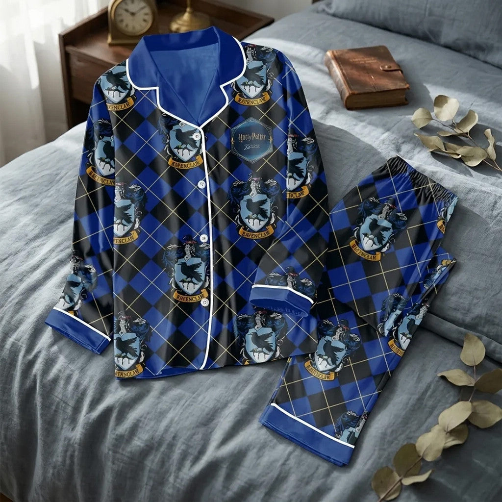 Harry Potter Ravenclaw Navy Blue Satin Pajama Set 2026 Harry Potter Merch Gift For Daughters - Merchluma