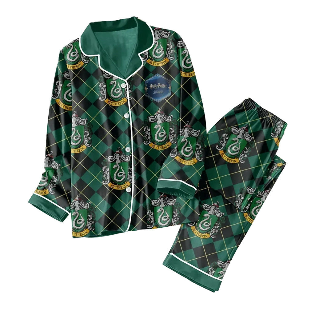 Harry Potter Slytherin Green Plaid Pajama Set 2026 Harry Potter Merch Birthday Gift For Her - Merchluma