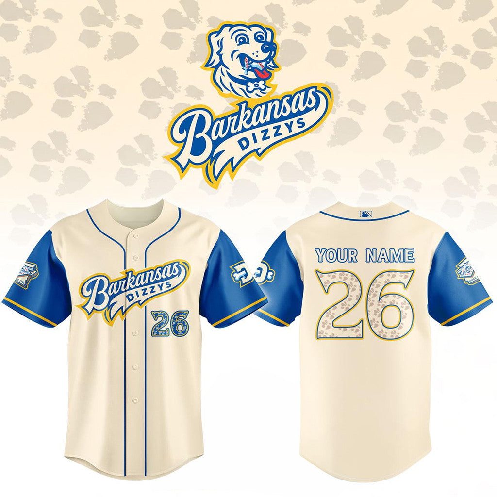 Personalized Arkansas Travelers Barkansas Dizzys 2026 Travs Honor Ballpark Pup Baseball Jersey - Merchluma