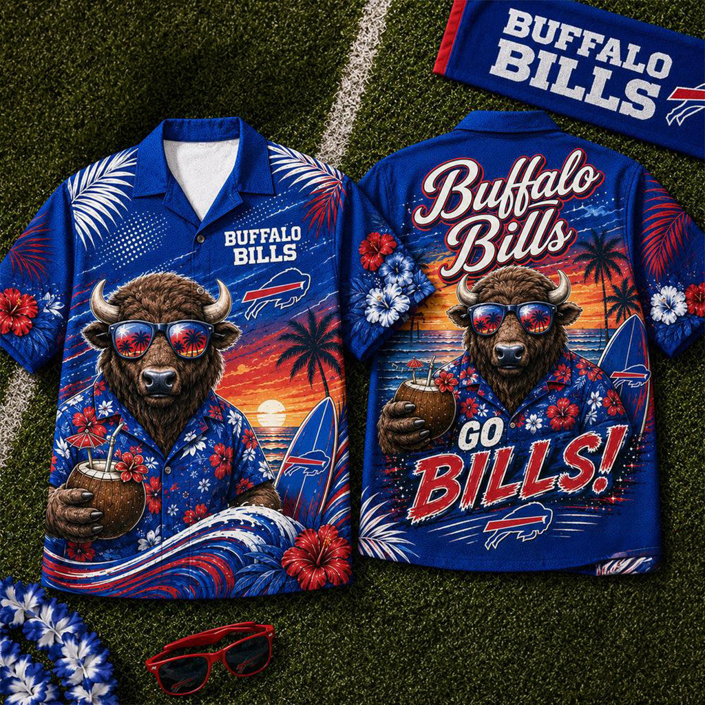 Buffalo Bills 2026 Mascot Beach Vibes Summer Hawaiian Shirt Buffalo Bills Merch Special Gifts - Merchluma