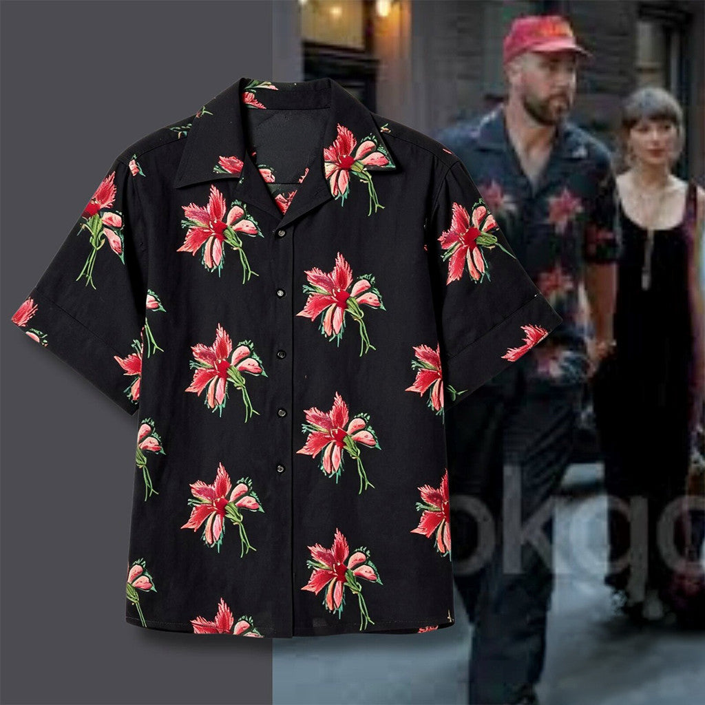 Papier Floral Hawaiian Shirt Worn By Travis Kelce Merch Best Gifts For Brothers - Merchluma