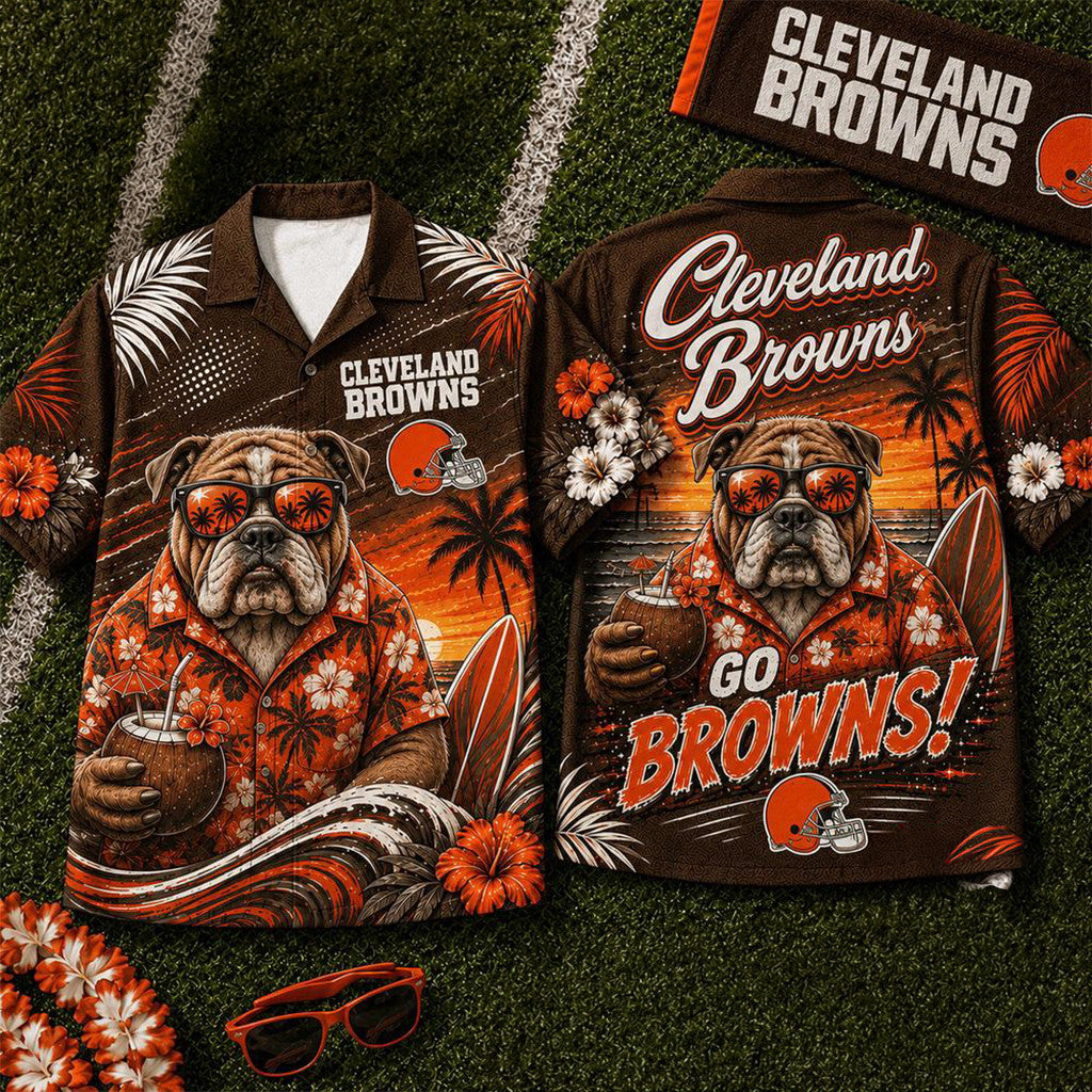Cleveland Browns 2026 Mascot Beach Vibes Summer Hawaiian Shirt Browns Merch Gift For Fans - Merchluma