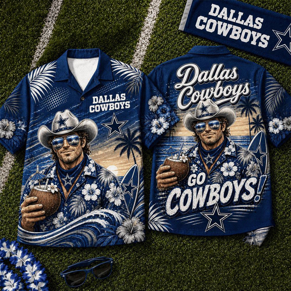 Dallas Cowboys 2026 Mascot Beach Vibes Summer Hawaiian Shirt Cowboys Merch Football Fan Gear - Merchluma
