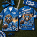 Detroit Lions 2026 Mascot Beach Vibes Summer Hawaiian Shirt Detroit Lions Merch Gift For Dad - Merchluma
