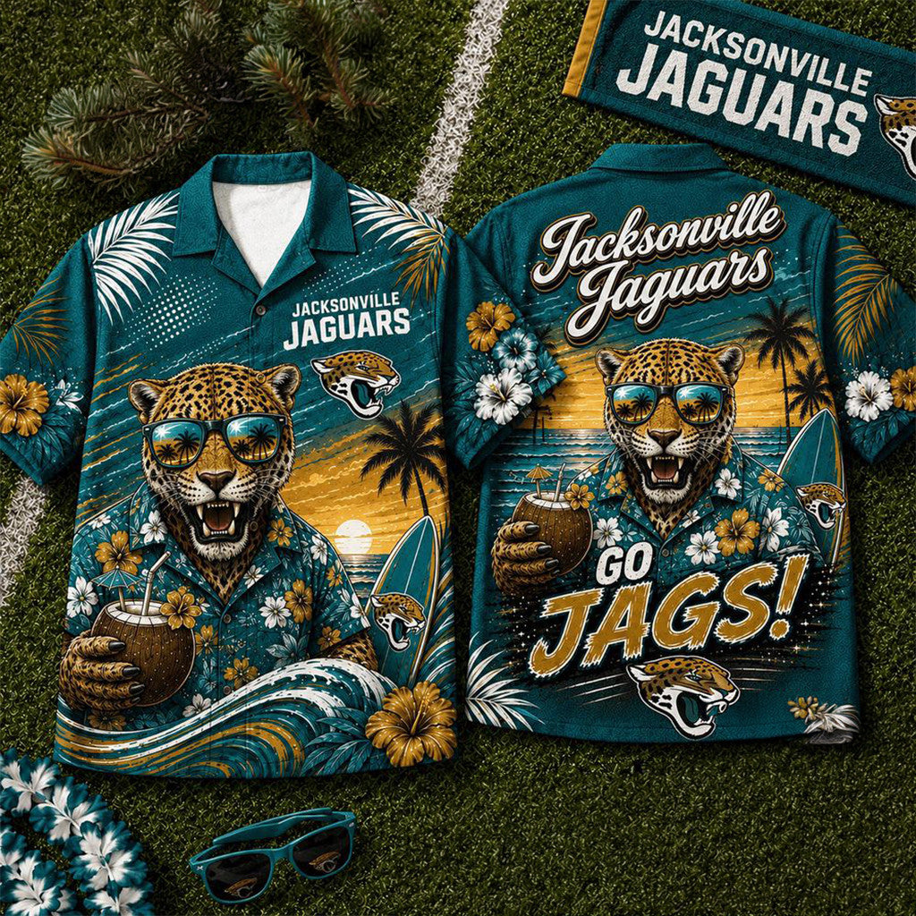 Jacksonville Jaguars 2026 Mascot Beach Vibes Summer Hawaiian Shirt Jaguars Merch Gift For Him - Merchluma