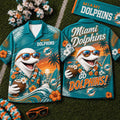 Miami Dolphins 2026 Mascot Beach Vibes Summer Hawaiian Shirt Dolphins Merch Gift For Fathers - Merchluma
