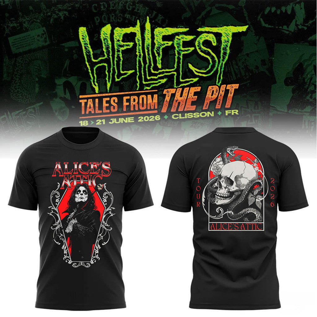Hell Fest 2026 Tales From The Pit Shirt Alice's Attic Tour 2026 Merch Music Related Gifts - Merchluma