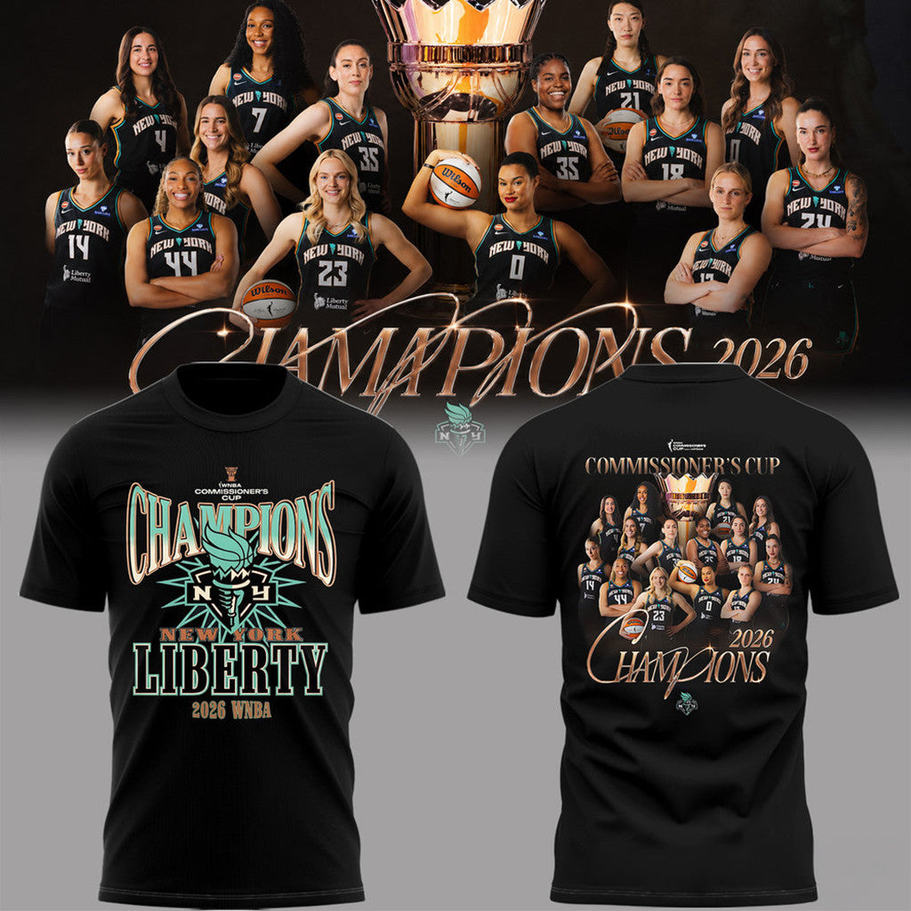 New York Liberty 2026 WNBA Commissioner's Cup Champions Black Shirt NY Liberty Merch Fan Gifts - Merchluma