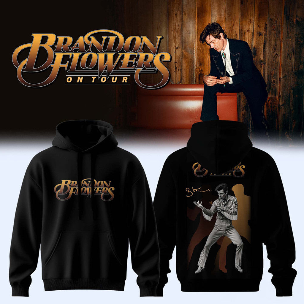 Brandon Flowers On Tour 2026 Signature Black Hoodie Brandon Flowers Merch Gift For Music Lovers - Merchluma