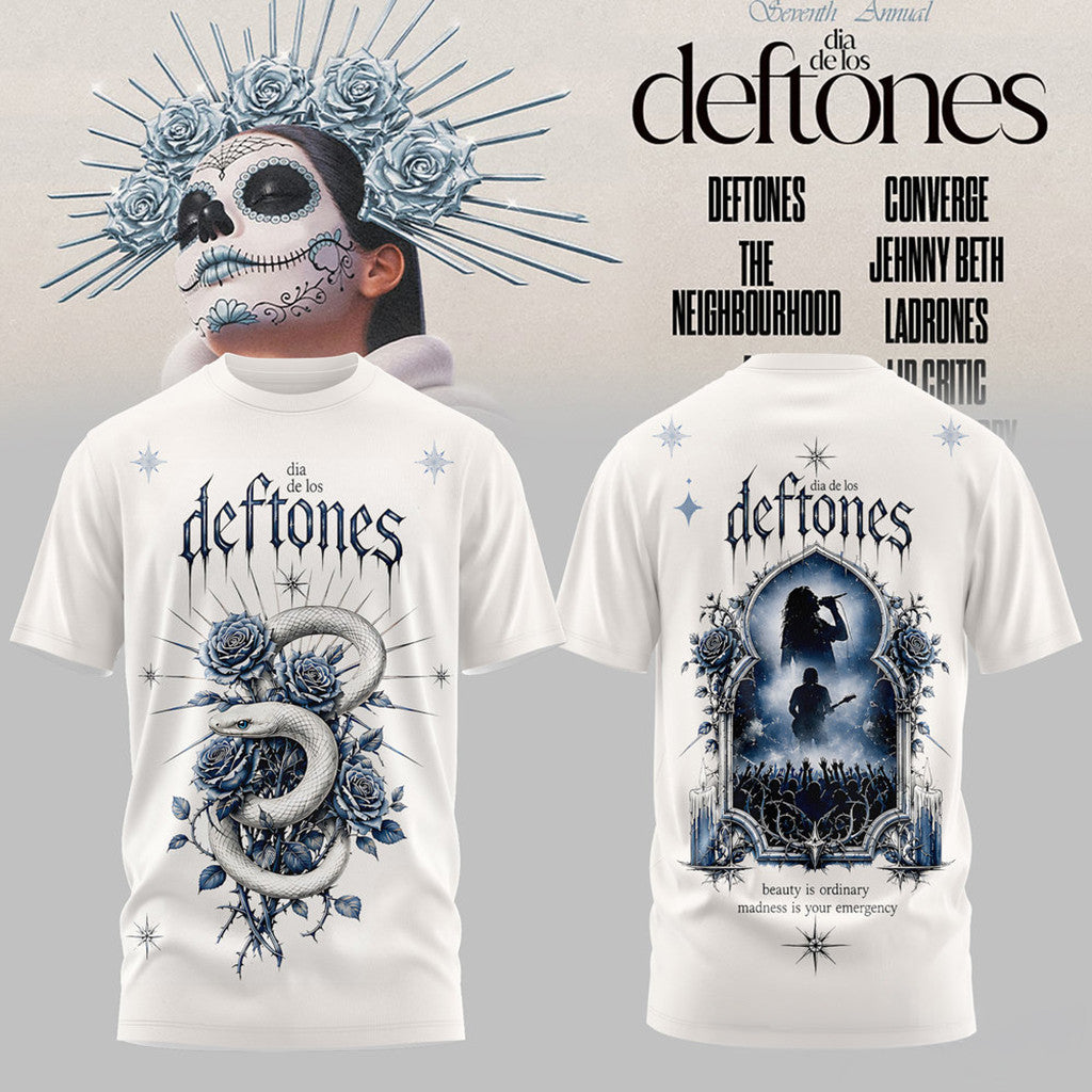 Dia De Los Deftones 2026 White T-Shirt Dia De Los Deftones Merch Metal Fan Gifts - Merchluma