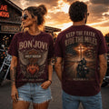 Bon Jovi Harley-Davidson Faith Cross T-Shirt Keep The Faith Ride The Miles Shirt Religious Gift - Merchluma
