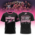 Adelaide Thunderbirds 3X Suncorp Super Netball Champions 2026 Shirt Thunderbirds Merch Black - Merchluma