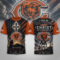 Chicago Bears Faith Family Football T-Shirt Chicago Bears Merch Christian Gift For Fans - Merchluma
