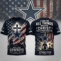 Dallas Cowboys Faith Family Football T-Shirt Dallas Cowboys Merch Christian Gifts For Him - Merchluma